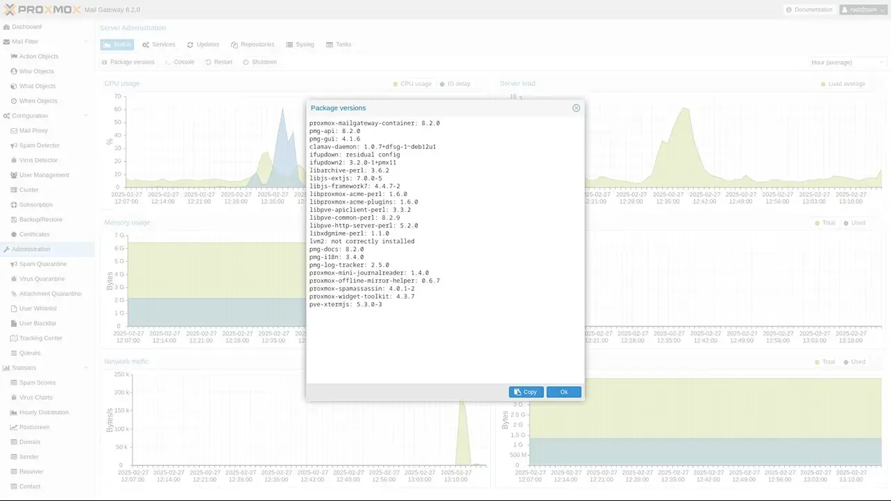 Proxmox Mail Gateway screenshot