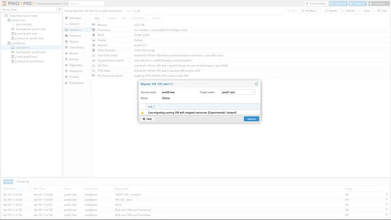 Proxmox VE screenshot